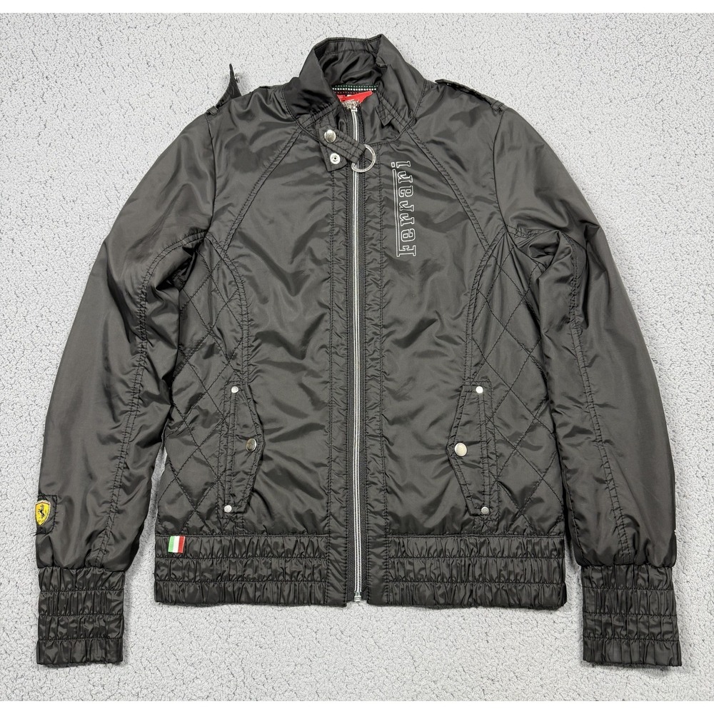 Ferrari Jacket Womens Small Black F1 Racing Full Zip Quilted Scuderia Puma